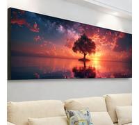 Diamond Painting Grande 105x35cm, Diamond Painting Adultos Árbol Cuadro Diamantes Amanecer Pintura Diamante Manualidades Niños, DIY Crystal Bordado Punto de Cruz Kit Completo, Decoración Hogar 7X-67