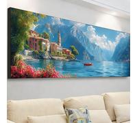 Diamond Painting Grande 105x35cm, Diamond Painting Adultos Bote Cuadro Diamantes Lago Pintura Diamante Manualidades Niños, DIY Crystal Bordado Punto de Cruz Kit Completo, Decoración Hogar 7X-71