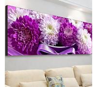 Diamond Painting Grande 105x35cm, Diamond Painting Adultos Crisantemo Cuadro Diamantes Flor Pintura Diamante Manualidades Niños, DIY Crystal Bordado Punto de Cruz Kit Completo, Decoración Hogar 7X-7