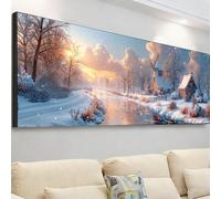 Diamond Painting Grande 105x35cm, Diamond Painting Adultos Escena nieve Cuadro Diamantes Lago Pintura Diamante Manualidades Niños, DIY Crystal Bordado Punto de Cruz Kit Completo, Decor Hogar 7X-75