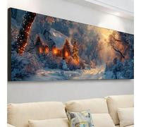 Diamond Painting Grande 105x35cm, Diamond Painting Adultos Invierno Cuadro Diamantes Cabina Pintura Diamante Manualidades Niños, DIY Crystal Bordado Punto de Cruz Kit Completo, Decoración Hogar 7X-41