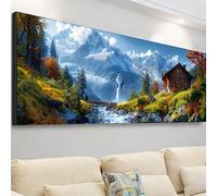 Diamond Painting Grande 105x35cm, Diamond Painting Adultos Montaña Cuadro Diamantes Cabina Pintura Diamante Manualidades Niños, DIY Crystal Bordado Punto de Cruz Kit Completo, Decoración Hogar 7X-13
