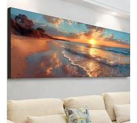 Diamond Painting Grande 105x35cm, Diamond Painting Adultos Playa Cuadro Diamantes Amanecer Pintura Diamante Manualidades Niños, DIY Crystal Bordado Punto de Cruz Kit Completo, Decoración Hogar 7X-65