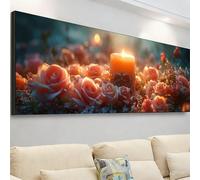 Diamond Painting Grande 105x35cm, Diamond Painting Adultos Rosa Cuadro Diamantes Vela Pintura Diamante Manualidades Niños, DIY Crystal Bordado Punto de Cruz Kit Completo, Decoración Hogar 7X-17