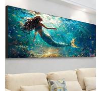 Diamond Painting Grande 105x35cm, Diamond Painting Adultos Sirena Cuadro Diamantes Pez Pintura Diamante Manualidades Niños, DIY Crystal Bordado Punto de Cruz Kit Completo, Decoración Hogar 7X-49