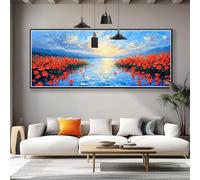 Diamond Painting Grande 125x50 cm, Atardecer Diamond Painting Adultos, DIY Cuadro Diamantes Flor Pintura Diamante Adultos Principiantes, 5D Redondo Puzzle de Diamantes Art para Decoracion Pared Q-0