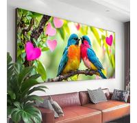 Diamond Painting Grande 125x50 cm, Pájaro Diamond Painting Adultos, DIY Cuadro Diamantes Animal Pintura Diamante Adultos Principiantes, 5D Redondo Puzzle de Diamantes Art para Decoracion Pared J-4