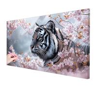 Diamond Painting Grande 160x80cm, Diamond Painting Adultos Tigre Manualidades Adultos, 5D Pintura Diamante Adultos Flores Kit, DIY Pintar con Diamantes para Regalos Originales para Mujer Decor -3202