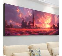 Diamond Painting Grande 220x80cm, Diamond Painting Adultos Lavanda Cuadro Diamantes Casas Pintura Diamante Manualidades Niños, DIY Crystal Bordado Punto de Cruz Kit Completo, Decoración Hogar 7X-337