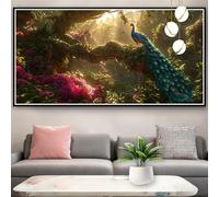Diamond Painting Grande 25x50cm, 5D Diamond Painting Adultos Pavo Real, DIY Redondo Cristal Bordado Manualidades Adultos Flor Punto de Cruz Pintura Diamante Puzzle Art para Decoracion Hogar Y0-874