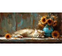 Diamond Painting Grande 30x60cm Manualidades Adultos, 5D Pintura Diamante Gato Diamond Painting Niños, DIY Dibujos con Diamantes Girasol Puzzle Diamantes con Accesorios, Decoración Hogar J2-1033