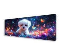 Diamond Painting Grande 40x120 cm, 5D Perro Diamond Painting Adultos Principiantes, Pintura de Diamante Mariposa Punto de Cruz Kit, DIY Cristal Embroidery Manualidades para Decoración Hogar W0-569