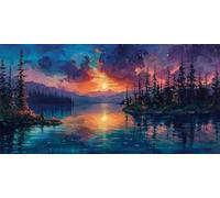 Diamond Painting Grande 40x80cm Manualidades Adultos, 5D Pintura Diamante Paisaje Diamond Painting Niños, DIY Dibujos con Diamantes Lago Puzzle Diamantes con Accesorios, Decoración Hogar J2-434