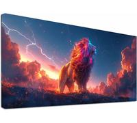 Diamond Painting Grande 70x140cm, 5D Diamond Painting Adultos LeóN, DIY Manualidades Adultos Animal, Cuadro Diamantes Punto de Cruz Cristal Bordado, Pintura de Diamante para Decoración Hogar 2-6392