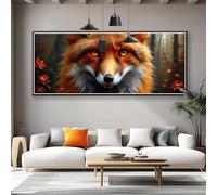 Diamond Painting Grande 75x30 cm, Animal Diamond Painting Adultos, DIY Cuadro Diamantes Zorros Pintura Diamante Adultos Principiantes, 5D Redondo Puzzle de Diamantes Art para Decoracion Pared C-3