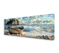 Diamond Painting Grande 90x270 cm, 5D Bote Diamond Painting Adultos Principiantes, Pintura de Diamante Playa Punto de Cruz Kit, DIY Cristal Embroidery Manualidades para Decoración Hogar Regalo W0-869