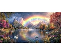Diamond Painting Grande Arcoíris Diamond Painting Adultos Arte 100x200cm Cuadros de Diamantes Kit Lago Pintura Diamante Redondo Completo Arte Manualidades for Para DecoracióN de Pared del Hogar J0P314