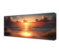 Diamond Painting Grande Atardecer Playa, Manualidades Adultos Cuadro Diamantes Kit, DIY Cuadro Diamantes Niños Principiantes, Diamond Art Bordado Punto de Cruz Mosaico Kit, Decor Hogar 70x140cm J-70