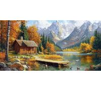 Diamond Painting Grande Cabaña Diamond Painting Adultos Arte 55x110cm Cuadros de Diamantes Kit Lago Pintura Diamante Redondo Completo Arte Manualidades for Para DecoracióN de Pared del Hogar CJ0P-1020