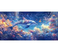 Diamond Painting Grande Delfines Diamond Painting Adultos Arte 25x50cm Cuadros de Diamantes Kit Animal Pintura Diamante Redondo Completo Arte Manualidades for Para DecoracióN de Pared del Hogar J0P320