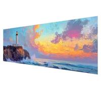 Diamond Painting Grande Kit Bordado, 5D Diamond Painting Adultos Atardecer, Pintura Diamante Kit Punto de Cruz, DIY Faro Punto de Cruz Kit Completo, Decoración de Mosaicos Manualidades 60x180cm Q-84