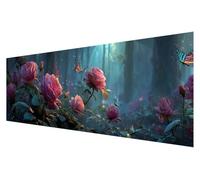 Diamond Painting Grande Kit Bordado, 5D Diamond Painting Adultos Bosque, Pintura Diamante Kit Punto de Cruz, DIY Rosa Punto de Cruz Kit Completo, Decoración de Mosaicos Manualidades 300x100cm Q-04