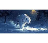 Diamond Painting Grande Luna Diamond Painting Adultos Arte 55x110cm Cuadros de Diamantes Kit Tigre Blanco Pintura Diamante Redondo Completo Arte Manualidades for DecoracióN de Pared Hogar J0P-788