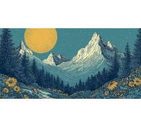 Diamond Painting Grande MontañAs Diamond Painting Adultos Arte 70x35cm Cuadros de Diamantes Kit Luna Pintura Diamante Redondo Completo Arte Manualidades for Para DecoracióN de Pared del Hogar 0O-128