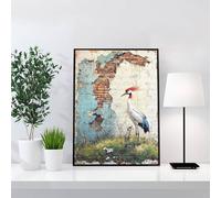 Diamond Painting Grulla De Corona Roja, Diamond Painting Adultos Animal Pintura de Diamante Manualidades Adultos DIY Full Drill Cuadrados Completo Strass Punto De Cruz Kit, Decoración 60x80cm j0-233