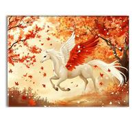 Diamond Painting Herbst Pferd Design Full Drill Diamant Painting Bilder Bastelset Erwachsene DIY Kreativ Set für Erwachsene Mosaik Bastelset Stickerei Geschenke Home Wanddekor Malerei 70x95cm P-q-6453