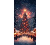 Diamond Painting Invierno, 5D Diamond Painting Kit Calle, 5D Cuadro Diamantes Embroidery Kit Pintura Diamante Bordado Principiantes DIY Full Drill Round per Decorazioni Casa Pareti 60x120cm D-2E666R