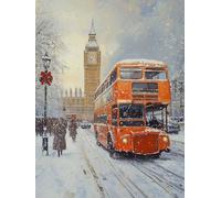 Diamond Painting Invierno, 5D Diamond Painting Kit Londres, DIY Cuadro Diamantes Embroidery Kit Pintura Diamante Bordado Principiantes DIY Full Drill Cuadrado Pintura Decorazioni 60x90cm 4-WS96I