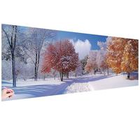 Diamond Painting Invierno Diamond Painting Grande 120x40cm Punto de Cruz Pintura de Diamante Árbol Manualidades Adultos Dibujos con Diamantes Cuadros Decoracion Salon Modernos Regalos para Mujer U-34