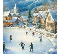 Diamond Painting Invierno patinar, Manualidades Adultos, Pintar por Numeros Adultos, DIY Cristal Pintar por Numeros Punto de Cruz Kit Bordado Principiantes, Decoración de Pared del Hogar 50x50 cm Q102