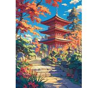 Diamond Painting Japón 40x60cm, 2026 Nuevo Diamond Painting Niños Arquitectura, DIY Pintar con Diamantes Kit Punto de Cruz, Manualidades Adultos Kit Bordado para Decoración Hogar, Regalo Mujer J-294K