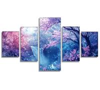 Diamond Painting JapónDiamond Painting 5 Pezzi flores de cerezo DIY Pintura de Diamante Kit Manualidades Adultos, 5D Creart Embroidery Pintura Diamante para Decoración Pared Hogar 200x100cm, Model406