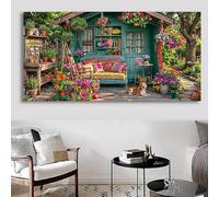 Diamond Painting Jardín Diamond Painting Adultos XXL Perro, DIY Pintura de Diamante Kit Manualidades Adultos, 5D Kit Punto de Cruz Creart Pintura Diamante para Decoración Pared Hogar 40x80cm, Cod-325