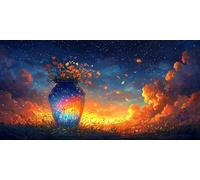 Diamond Painting Jarrón Grande Il Cielo Stellare70x140 cm, 5D Cuadro Manualidades adultos Diamante para Completo, Paisaje Diamond Art Kit para Niños, Rhinestones Bordado Punto de Cruz DIY f0j-1135