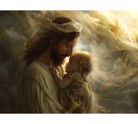 Diamond Painting Jesús Diamond Painting Niños 55 x 45 cm, 5D Pintura Diamante Adultos Kit Completo, Manualidades Adultos DIY Punto de Cruz Bordado Mosaico Kit, Diamante Para Decoración (Hombre) 836z-s