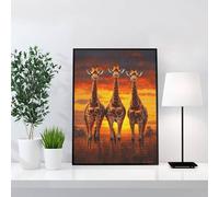 Diamond Painting Jirafa, Diamond Painting Adultos África Pintura de Diamante Manualidades Adultos DIY Full Drill Cuadrados Completo Strass Punto De Cruz Kit para Decoración Del Hogar 60x80cm j0-325