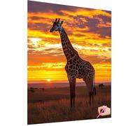 Diamond Painting Jirafa Diamond Painting Adultos Atardecer Dibujos con Diamantes Kit 5D Pintura de Diamante Manualidades Adultos DIY Pintar con Diamantes Punto de Cruz para Decor Hogar 50x70cm N-48