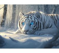 Diamond Painting Kit Adultos Completo, DIY 5D Tigre blanco Diamond Painting niños, Principiantes Pintura Diamante Redondo Cristal Manualidades para la Decoración de la Pared del Hogar 30x40cm H8505