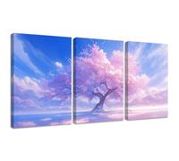 Diamond Painting Kit Árbol rosa, 3pcs Set 5D Bricolaje Diamond Painting 50x70cm Paisaje Taladro Completo Cuadrado Cristal Bordado Punto de Cruz, Diamante Pinturas Artes Decoración de Hogar 2S-1096
