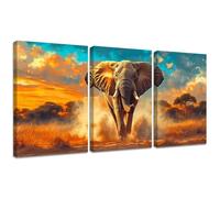 Diamond Painting Kit Atardecer, 3pcs Set 5D Bricolaje Diamond Painting 40x50cm Elefante Taladro Completo Cuadrado Cristal Bordado Punto de Cruz, Diamante Pinturas Artes Decoración de Hogar 2S-611