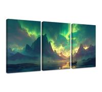 Diamond Painting Kit Aurora, 3pcs Set 5D Bricolaje Diamond Painting 30x40cm Paisaje Taladro Completo Cuadrado Cristal Bordado Punto de Cruz, Diamante Pinturas Lienzo Artes Decoración de Hogar 2S-1406