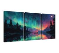 Diamond Painting Kit Aurora, 3pcs Set 5D Bricolaje Diamond Painting 40x50cm Lago Taladro Completo Cuadrado Cristal Bordado Punto de Cruz, Diamante Pinturas Lienzo Artes Decoración de Hogar 2S-605