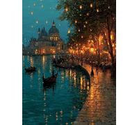 Diamond Painting Kit Ciudad Diamond Painting Adultos Vista Nocturna 5D Manualidades Adultos, 50x70cm DIY Punto de Cruz Cuadro Diamantes, Cristal Art Pintura Diamante Kit Completo, Decoracion -TL957P