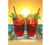 Diamond Painting Kit Cóctel 5D DIY Diamond Art Verano Cuadro Diamantes 35x45cm Pintura de Diamante Kit Completo para Adultos NiñOs, Punto de Cruz Dimond Puzzle Art para Decoracion Hogar Mural G-387