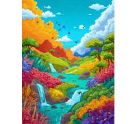 Diamond Painting Kit Completo 5D, Cascada del Valle Taladro Redondo, Lienzo Impermeable, Dibujos con Diamantes, Manualidades para Niños y Adultos, Decoración Hogareña, 90x120cm, Kit Diamantes J-716