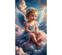 Diamond Painting Kit Completo,5D Chica ángel del cielo diamond painting kit para Adultos DIY Square Pintura de Diamantes Cristal Bordado Punto de Cruz Diamond Art para Hogar Pared Decor 90x190 cm